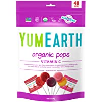 YumEarth Organic Fruit Flavored Vitamin C Pops Variety Pack, 40 Lollipops, Allergy Friendly, Gluten Free, Non-GMO, Vegan…