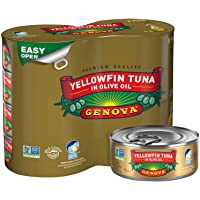 Genova Premium Yellowfin Tuna in Olive Oil, Wild Caught, Solid Light, 5 oz. Can (Pack of 8)