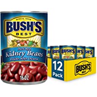 BUSH'S BEST Canned Dark Red Kidney Beans (Pack of 12), Source of Plant Based Protein and Fiber, Low Fat, Gluten Free, 16…