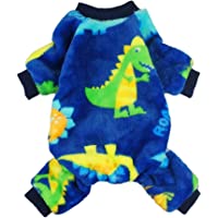 Fitwarm Dinosaur Pet Clothes for Dog Pajamas Coat Cat PJS Jumpsuit Soft Velvet Blue