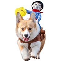 NACOCO Cowboy Rider Dog Costume for Dogs Clothes Knight Style with Doll and Hat for Halloween Day Pet Costume