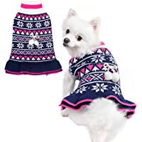 EXPAWLORER Dog Sweater for Small Dogs Girl - Turtleneck Knitwear Dog Cold Weather Sweater Dress with Leash Hole, Dog…