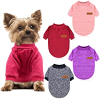 HYLYUN 4 Pieces Small Dog Sweater - Pet Dog Classic Knitwear Sweater Soft Thickening Warm Pup Dogs Shirt Winter Puppy…