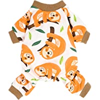 Fitwarm 100% Cotton Dog Pajamas Breathable Puppy Clothes Sloth Stretchy Doggie Onesie Pet Shirt Cat Apparel Brown X…