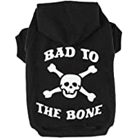 EXPAWLORER Bad to The Bone Printed Skull Cat Fleece Sweatshirt Dog Hoodies¡­