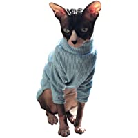 Bonaweite Hairless Cats Vest Turtleneck Sweater, Breathable Adorable Cat Wear Shirt Clothes, Cat's Pajamas Jumpsuit for…