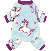Fitwarm Unicorn Pet Clothes for Dog Pajamas Coat Cat PJS Jumpsuit Soft Velvet Purple
