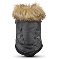 lesypet Leather Dog Coats Waterproof Dog Winter Coat Puppy Jackets for Small to Medium Dogs