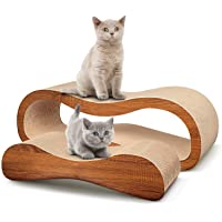 2 in 1 Cat Scratcher Cardboard Lounge Bed, Cat Scratching Post with Catnip, Durable Board Pads Prevents Furniture Damage…