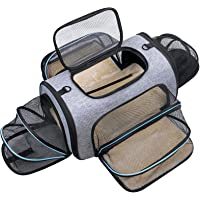 Siivton 4 Sides Expandable Pet Carrier, Airline Approved Soft-Sided Dog Cat Carrier Bag with Fleece Pad for Cats, Puppy…