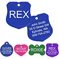 GoTags Pet ID Personalized Pet Tags for Dogs and Cats. Front & Backside Engraving. Various Shapes, Colors and Sizes…