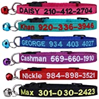 Cat Collar,Personalized Embroidered Nylon Cat ID Collars with Bell - Custom Text with Pet Name and Phone Number …