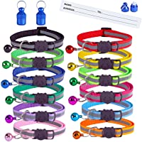 Extodry 14 Pack Reflective-Breakaway Cat Collars with Bells,Safety Buckle Kitten Collar,with Name Tag,Adjustable,Ideal…
