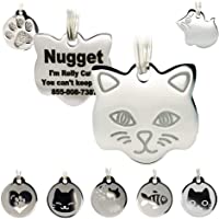 Stainless Steel Cat ID Tags - Engraved Personalized Cat Tags Includes up to 4 Lines of Text for Cat