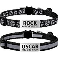 TagME Breakaway Cat Collars with Name Tag, Personalized Reflective Kitten Collar with Bell for Girls & Boys