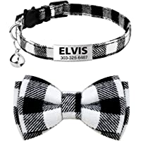 TagME Personalized Breakaway Cat Collar with Cute Bow Tie & Bell, Stainless Steel Slide-on Pet ID Tag Engraved with Name…