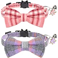 Malier 2 Pack Cat Collar Breakaway with Bell and Cute Bow Tie, Christmas Classic Buffalo Plaid Collar and Adjustable…