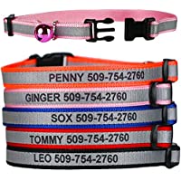GoTags Personalized Reflective Cat Collars, Engraved Custom Cat Collar with Name and Phone, Breakaway Cat Collar with…
