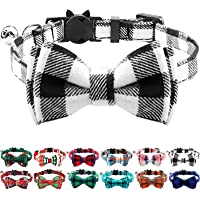 Joytale Breakaway Cat Collar with Bow Tie and Bell, Cute Plaid Patterns, 1 or 2 Pack Kitty Safety Collars