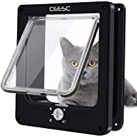 CEESC Cat Doors, Magnetic Pet Door with 4 - Way Rotary Lock for Cats, Kitties and Kittens, Upgraded Version