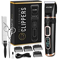 Dog Clippers Professional Heavy Duty Dog Grooming Clipper 3-Speed Low Noise High Power Rechargeable Cordless Pet…