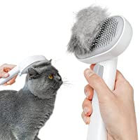 Aumuca Cat Brush for Shedding and Grooming, Self Cleaning Slicker Brush for Short or Long Haired Cats, Pet Dog Hair…
