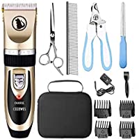 Ceenwes Dog Clippers Low Noise Pet Clippers Rechargeable Dog Trimmer Cordless Pet Grooming Tool Professional Dog Hair…