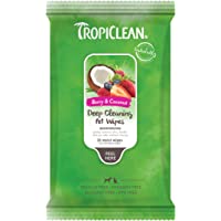 TropiClean Pet Wipes - Deodorizing Wipes for Dogs & Cats - Gently Removes Dirt, Dander & Odor - for Pet Paws, Face, Body…