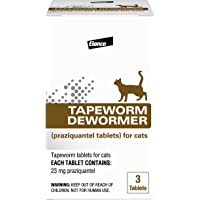 Elanco Tapeworm Dewormer (praziquantel tablets) for Cats, 3-Count Praziquantel Tablets for Cats and Kittens 6 Weeks and…