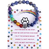 Pet Memorial Gifts,Rainbow Bridge Bracelet for Beloved Dog Cat,8MM Mixed Color Bead 7 Chakra Pet Memorial Bracelet for…
