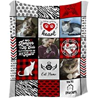 Personalized Cat Memorial Gifts - Pet Loss Gifts - Custom Sympathy Blankets with Loss of Cat Picture and Name - Grieving…