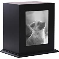 BRKURLEG Pet Wood Memorial Urn for Ashes,Photo Frame Keepsake Box for Cats Dogs,Funerary Caskets Supplies Burly Wood…