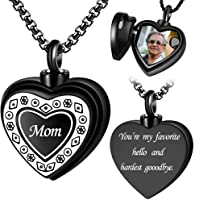 Fanery Sue Customized Photo Heart Urn Necklace for Ashes, Personalized Photo Cremation Jewelry for Men/Women/Pet…