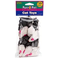 Penn Plax Play Fur Mice Cat Toys – Mixed Bag of 12 Play Mice with Rattling Sounds – 3 Color Variety Pack - CAT531, black…