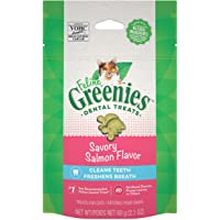 FELINE GREENIES Natural Dental Care Cat Treats, Salmon Flavor, All bag sizes