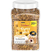 Purina Friskies Made in USA Cat Treats, Party Mix Cheezy Craze Crunch - 20 oz. Canister, Cheese Blend (050000169818)