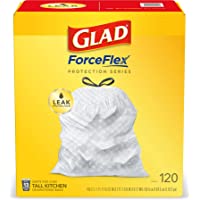 Glad® ForceFlex Tall Kitchen Drawstring Trash Bags, 13 Gallon, Unscented, 120 Count.