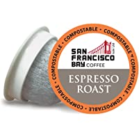SF Bay Coffee Espresso Roast Dark Roast Compostable Coffee Pods, K Cup Compatible including Keurig 2.0 (Pack of 12)