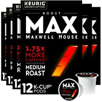 Maxwell House Max Boost Medium Roast K-Cup® Coffee Pods with 1.75X More Caffeine (72 ct Pack, 6 Boxes of 12 Pods)