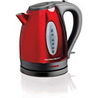Hamilton Beach Electric Tea Kettle, Heat and Boil Water, 1.7 L, Cordless, Auto-Shutoff & Boil Dry Protection, Red…