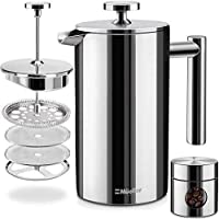 Mueller French Press Double Insulated 304 Stainless Steel Coffee Maker 4 Level Filtration System, No Coffee Grounds…
