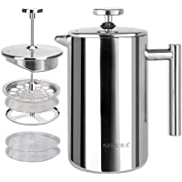 Secura French Press Coffee Maker, 304 Grade Stainless Steel Insulated Coffee Press with 2 Extra Screens, 12oz (0.35…