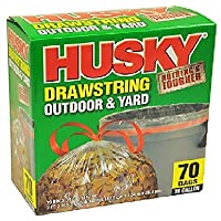 Husky 1mil Outdoor and Yard Trash Drawstring Bags, 39 Gallon Capacity, 70 Bags