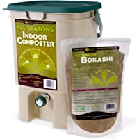 All Seasons Indoor Composter Starter Kit – 5 Gallon Tan Compost Bin For Kitchen Countertop With Lid, Spigot & 1 Gallon…