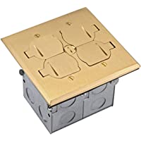 Enerlites 705549-C-D Flip Lid Cover Floor Box kit, 5” x 5” 2-Gang Cover, 20A Tamper-Weather Resistant Receptacles…