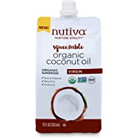 Nutiva Organic Cold-Pressed Virgin Coconut Oil Pouch, 12 Fl Oz, USDA Organic, Non-GMO, Fair Trade, Whole 30 Approved…