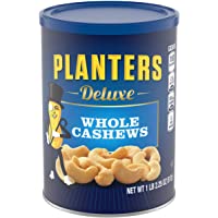 PLANTERS Deluxe Whole Cashews, 18.25 oz. Resealable Jar - Wholesome Snack Roasted in Peanut Oil with Sea Salt - Nutrient…