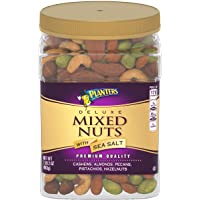 PLANTERS Deluxe Salted Mixed Nuts, Resealable Canister - Contains Cashews, Almonds, Pecans, Pistachios & Hazelnuts…