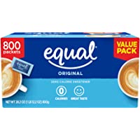 EQUAL 0 Calorie Sweetener, Sugar Substitute, Zero Calorie Sugar Alternative Sweetener Packets, Sugar Alternative, 800…