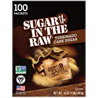 SUGAR IN THE RAW, Granulated Turbinado Cane Sugar Packets 100 Count (1 Pack)